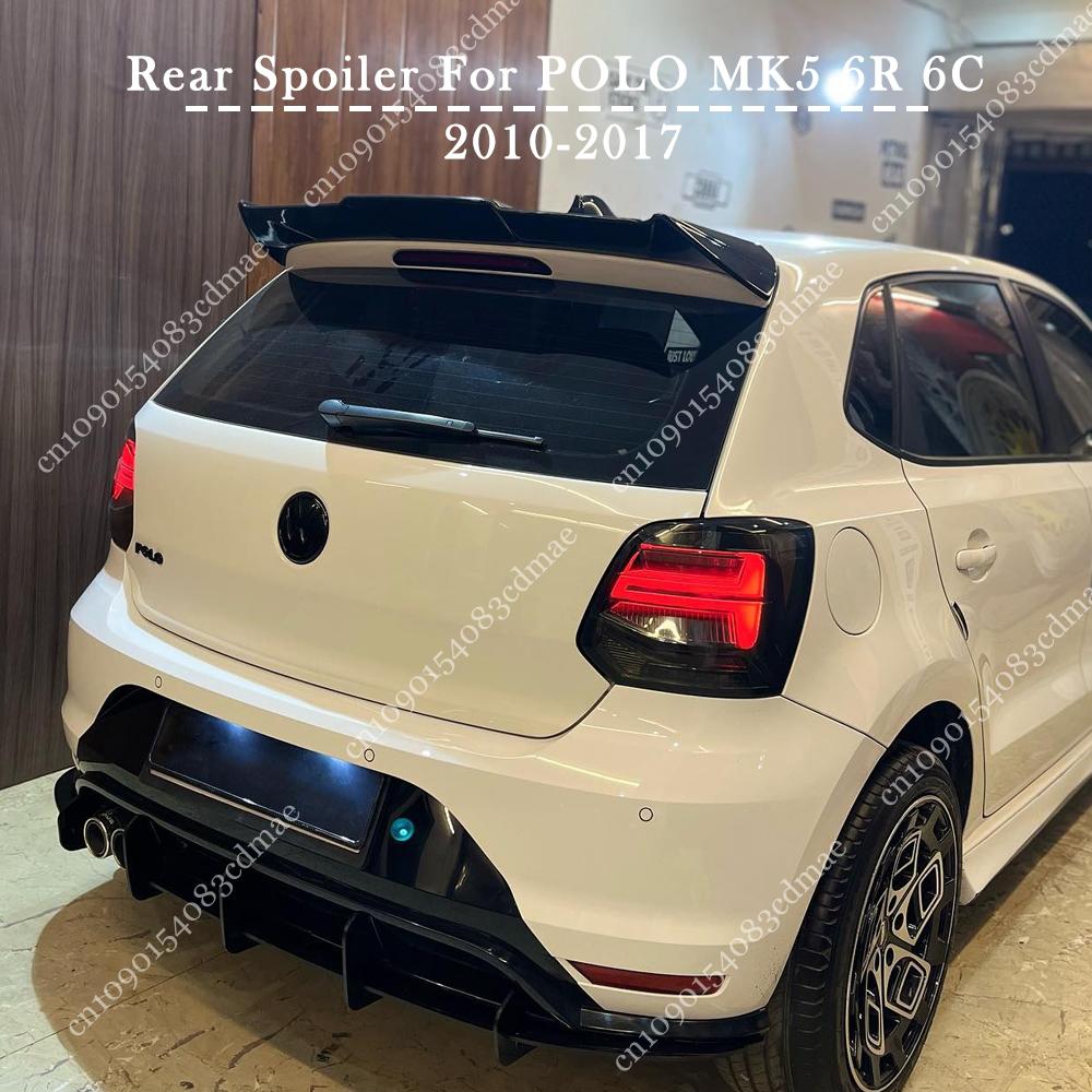 Car Rear Roof Spoiler Window Splitter Trim For Volkswagen POLO MK5 6R 6C TDI TSI Batman Style Rear Trunk Tail Wing 2010-2017