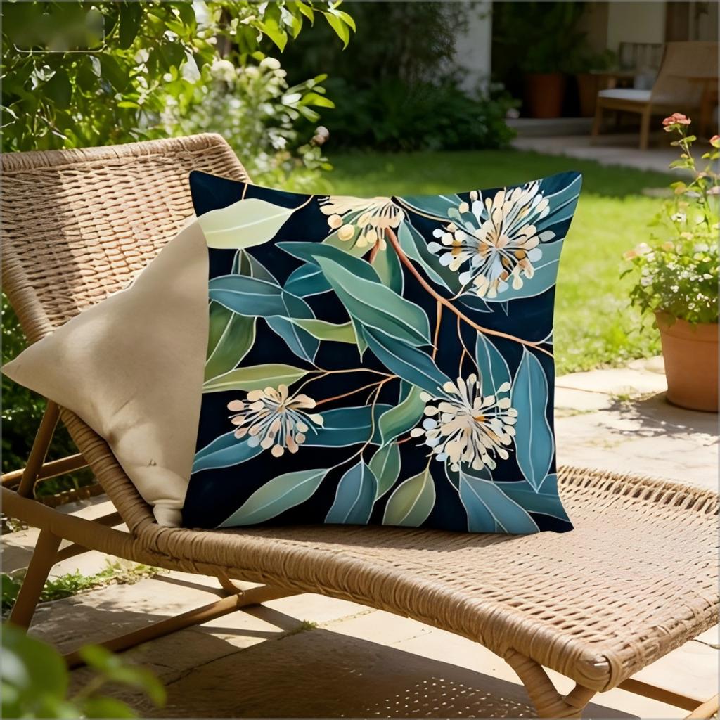 Boho Eucalyptus Flower Pillow Cover Watercolor Botanical Print Soft Cushion Case For Sofa Bed Couch Nature Boho Home Decor