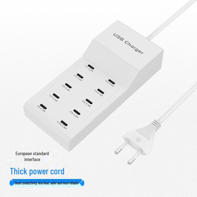 USB-разветвитель с 10 портами для быстрой зарядки, 5V2.4A с PD