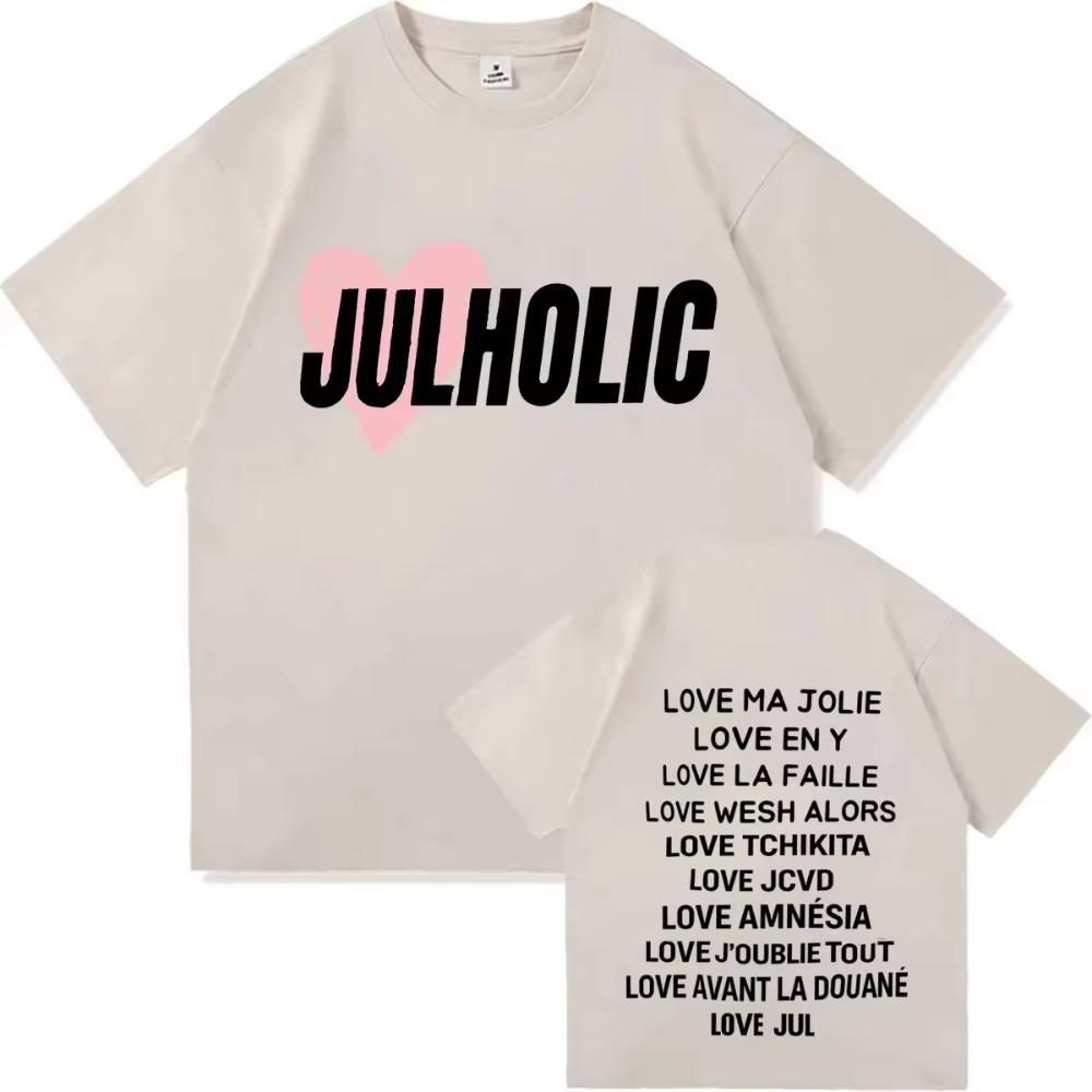 2026 New JULHOLIC French Rap Tracklist Print Unisex Loose Casual Daily Hip Hop Pure Unisex And Unisex TShirt