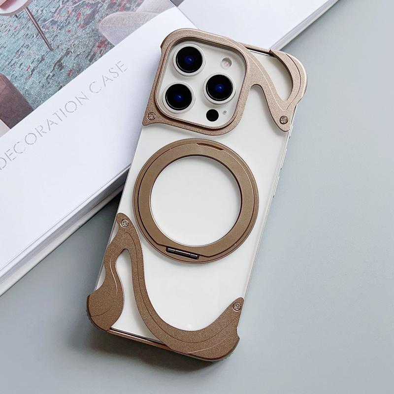 Роскошный безрамный чехол из алюминиевого сплава для iPhone 16 Pro 15 Pro Max для Magsafe, ударопрочный прозрачный чехол из ПК с жесткой магнитной задней крышкой