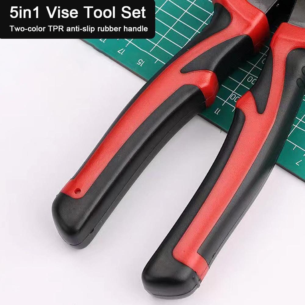5in1 Multifunctional Interchangeable Heads Pliers Set Steel Wire Pliers Vise Stripping Pliers Set Multi Purpose