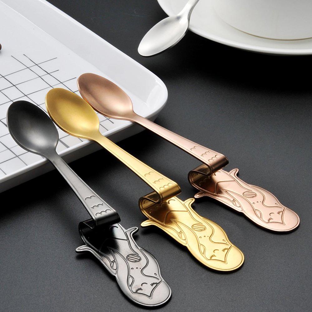 Cute Mermaid Spoon 304 Stainless Steel Teaspoon Long Handle Coffee Spoons Sugar Dessert Appetizer Seasoning Bistro Flatware Hanging Cup Scooper Drink