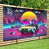 Retro 1980s style polyester fiber 2D flat background flag party photography backdrop fabric