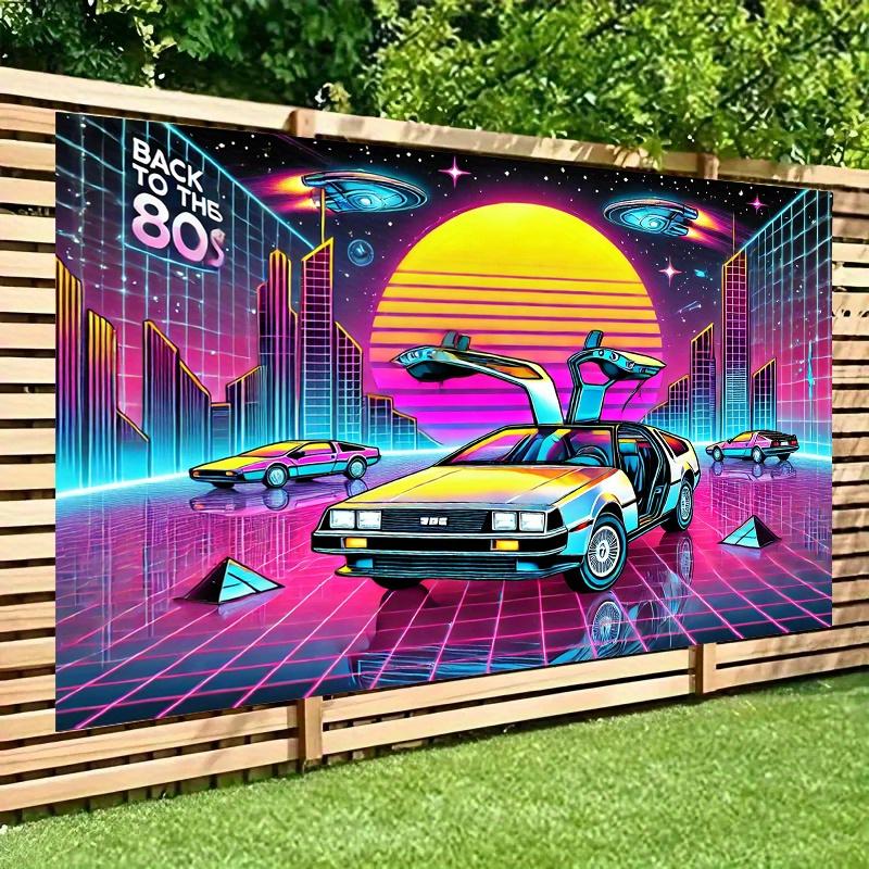 Retro 1980s style polyester fiber 2D flat background flag party photography backdrop fabric