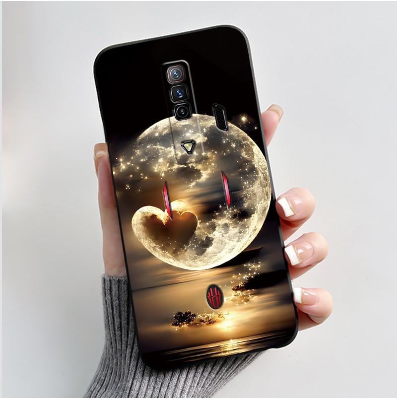 Чехол для Red Magic 7 NX679J Чехол для Nubia Red Magic 7S Задняя крышка Милый Кролик с Сердечками Черный Мягкий ТПУ Чехол для Телефона Оболочка для RedMagic 7 7S