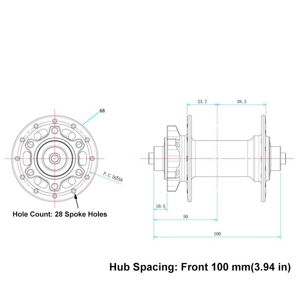 28 Holes Bike Disc Brake Front Hub Thru Axle Bike Disc Brake Hub  Bicycle Wheel Replacement