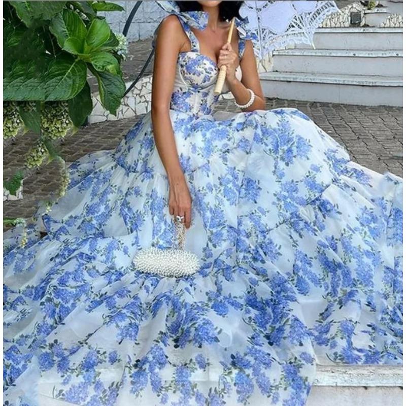 Женское французское модное свободное платье без рукавов с цветочным принтом, темпераментное кружевное пасторальное женское элегантное платье с высокой талией