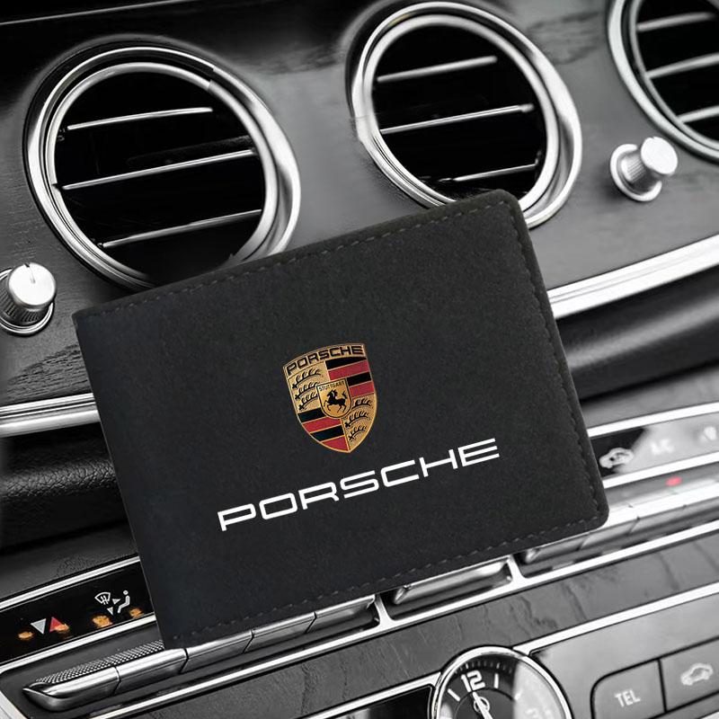 1Pcs Leather Credit Card Case Car Driving Documents Protective Case For Porsche Boxster Cayenne Panamera Macan Cayman 911 918 996 917 991