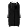 Women's Fashionable Color Blocked Long Sleeved Drawstring Hooded Zipper Pocket Long Casual Sweatshirt Jacket