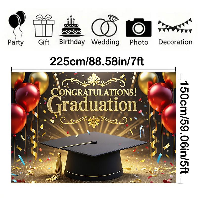 Выпускной фон с надписью «ВЫПУСКНОЙ», воздушные шары и конфетти для оформления газона на открытом воздухе, садовых праздников и выпускного вечера, декор для выпускного