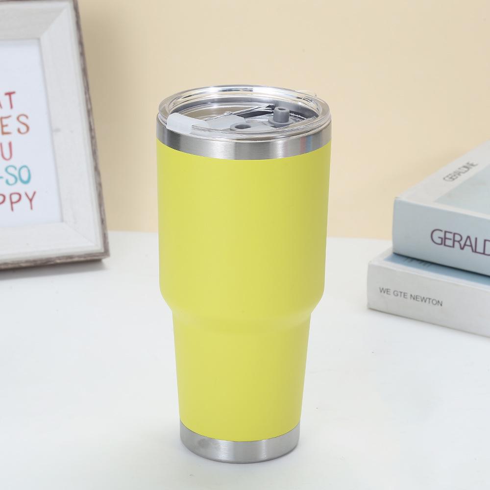 30oz Powder Coated Stainless Steel Insulated Car Cup - Double Layer, Large Capacity, Ice Buster for Outdoor Cold Storage
