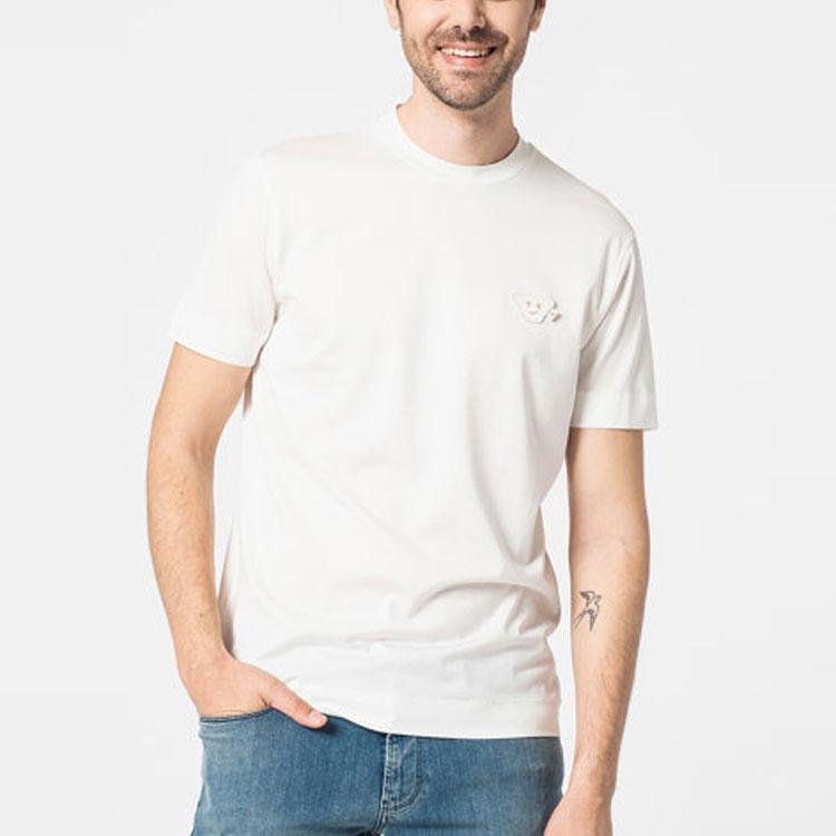 Emporio Armani Однотонная футболка с круглым вырезом и короткими рукавами Мужские топы Белый 3L1TEY-1JUVZ-0101