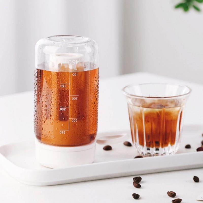 450ml Cold Brew Cups with Scale Mesh Filter Portable Coffee Cup Leakproof Brewing Cold Brew Tea Separator Drinking Water Bottles