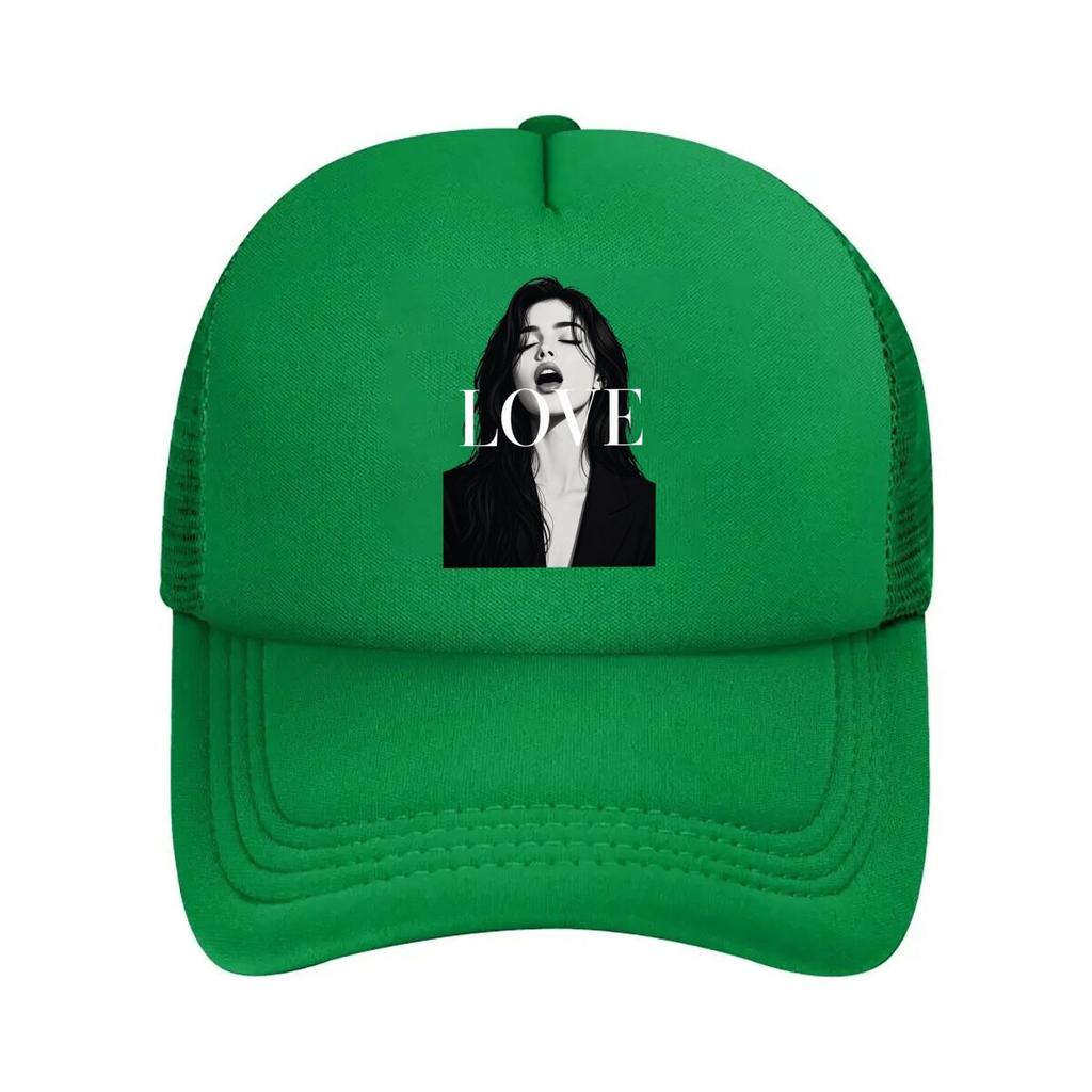 Monochrome Love Portrait Text Graphi Mesh Baseball Cap For Womens Unisex FeUnisex Beach Dad Hat Hip Hop