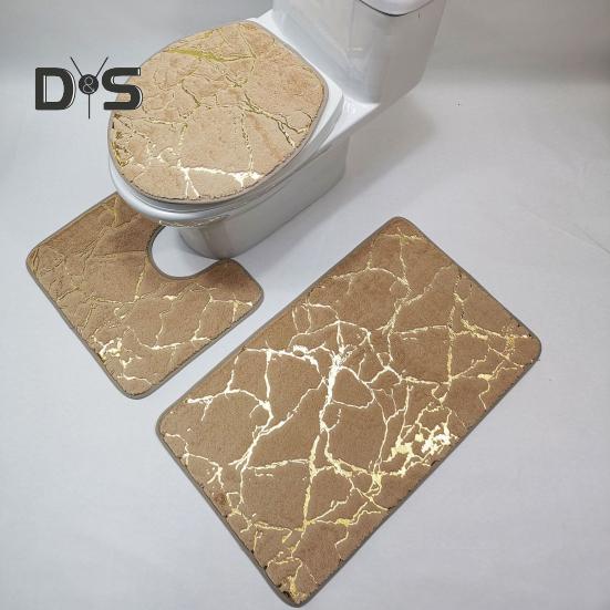 Нескользящий 3 шт./компл. ковер для унитаза, быстросохнущий полиэстер, мрамор, крышка для унитаза, коврик для ванной комнаты
