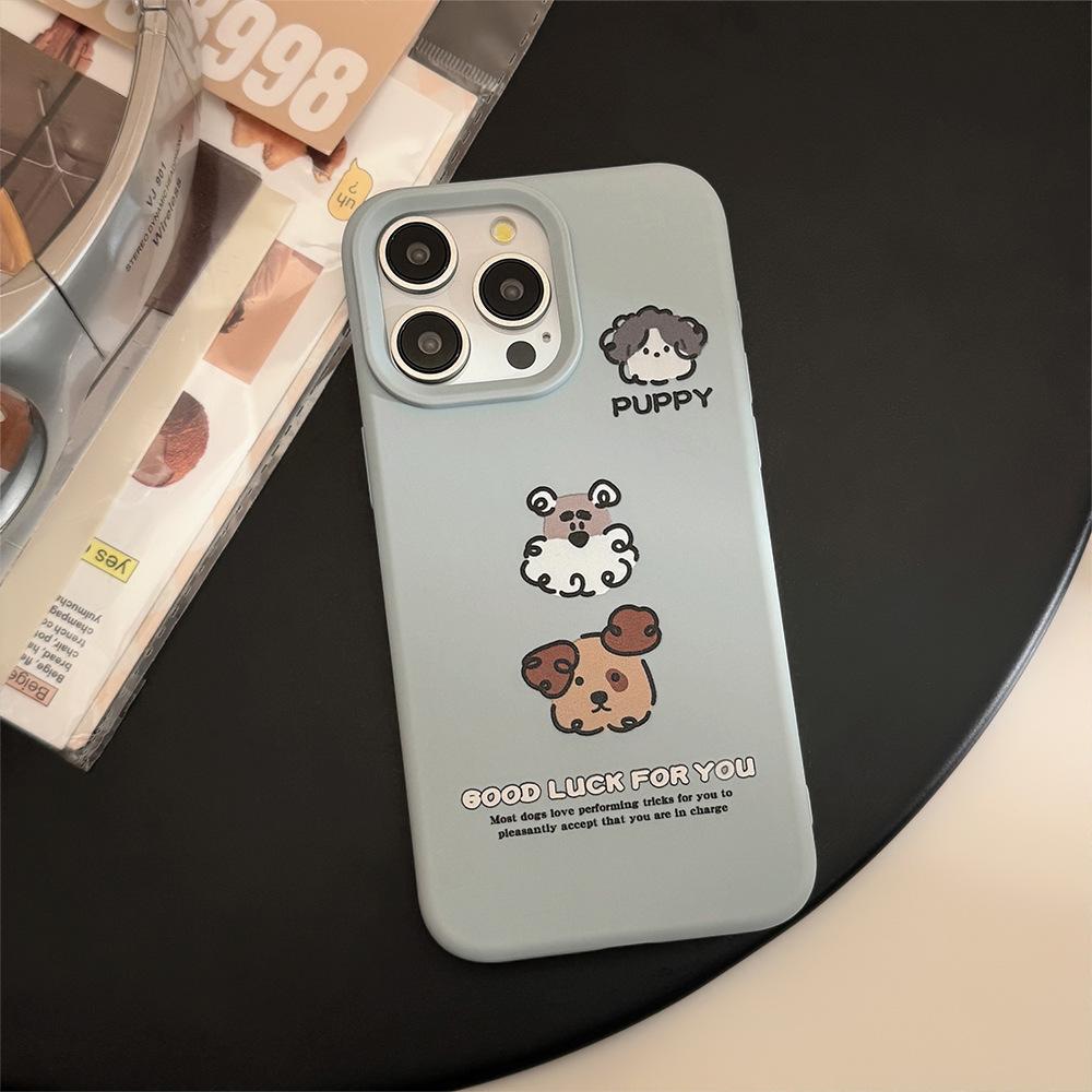 Ins quirky puppy phone case suitable for iPhone 17, Apple 15 Pro Max, with lanyard, suitable for 14, 13, and 16