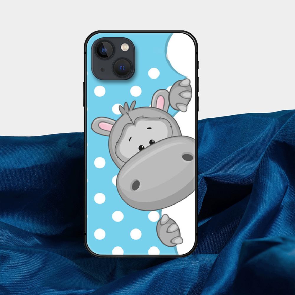 Cartoon Hippo Phone Case For iPhone Samsung Galaxy Redmi Xiaomi Oppo OnePlus Note S A 7 8 9 10 11 12 13 14 20 21 22 23 53 54 Pro Max Plus Ultra