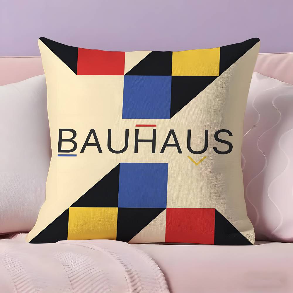 Abstract B-Bauhaus Geometry Pillow Case Anti-dustmite Pillowcase Invisible zipper silky short plush Sofa cushion cover