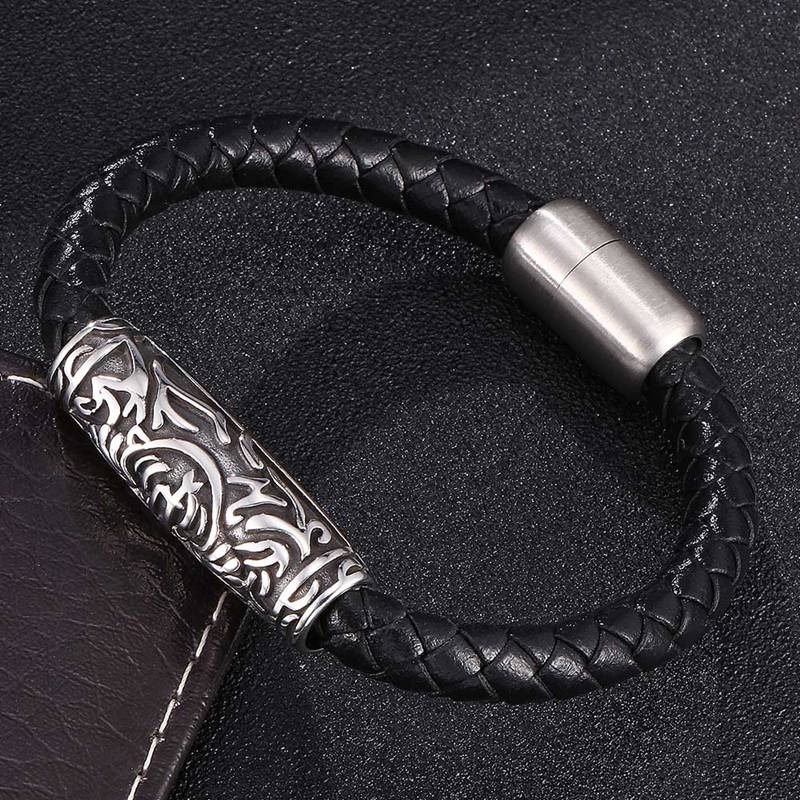 Trendy Leather Bracelet Men Charm Bracelets & Bangles Handmade Jewelry