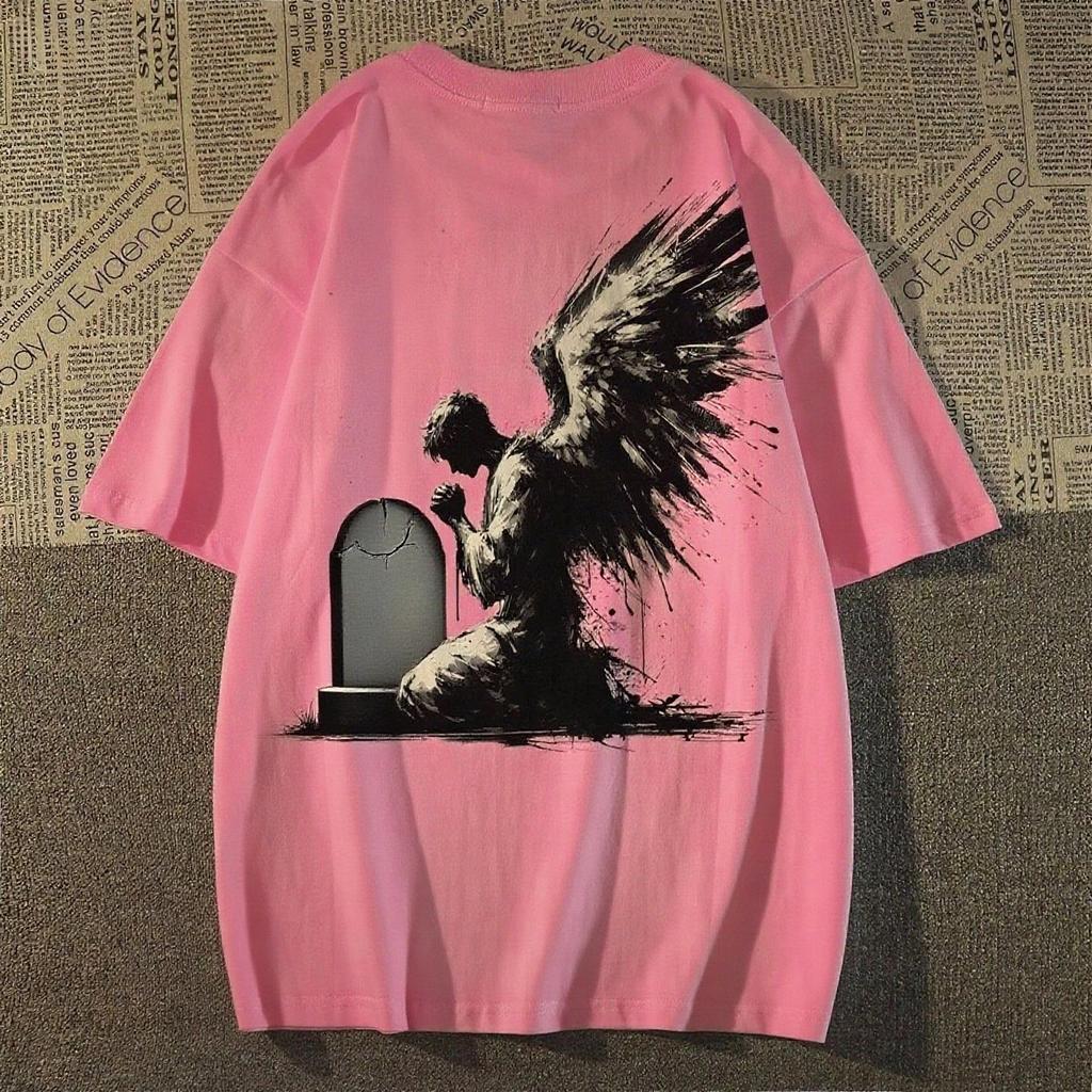 2025 Американский Дьявольский Стиль Принтованная Футболка с Коротким Рукавом Летний Повседневный Модный Топ Круглый Вырез Хлопок Прохладная Дышащая Футболка