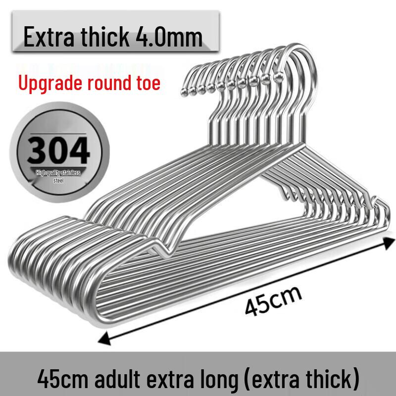 Xinkai 304 Stainless Steel Clothes Hangers, 10-Pack