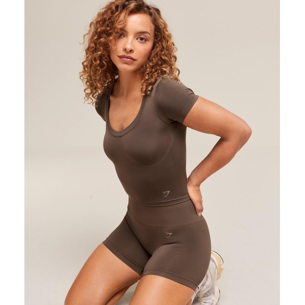 Gymshark Футболка миди Soft SculpT орехово-коричневый B3b1e Nccz