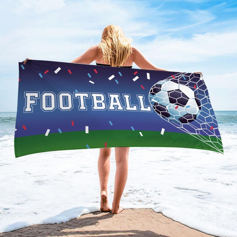 Portable Football Print Beach Towel Soft Shower Towel Creative Quick-Dry Beach Scarf Beach