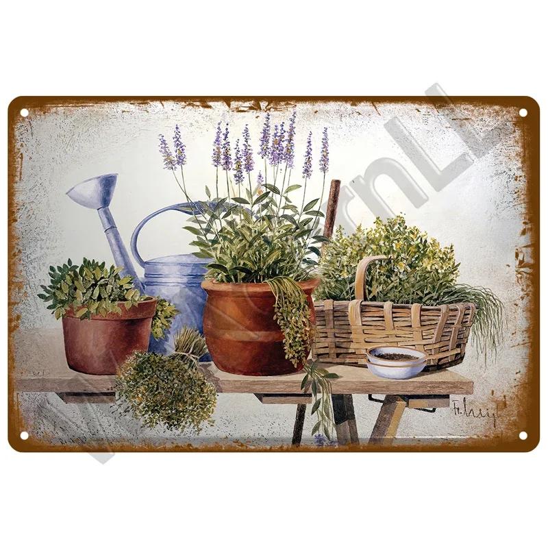 Vintage Metal Tin Sign Retro Cafe Garden Wall Art Home Decor Plaque for Room Farmhouse Painting Gift Perfect for Wall Mural D