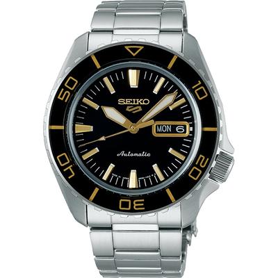 Мужской SBSA261 (Мужская металлическая группа 5SPORTS SKX Suits Styke Mechanical) Круглые часы серебряные аналоговые