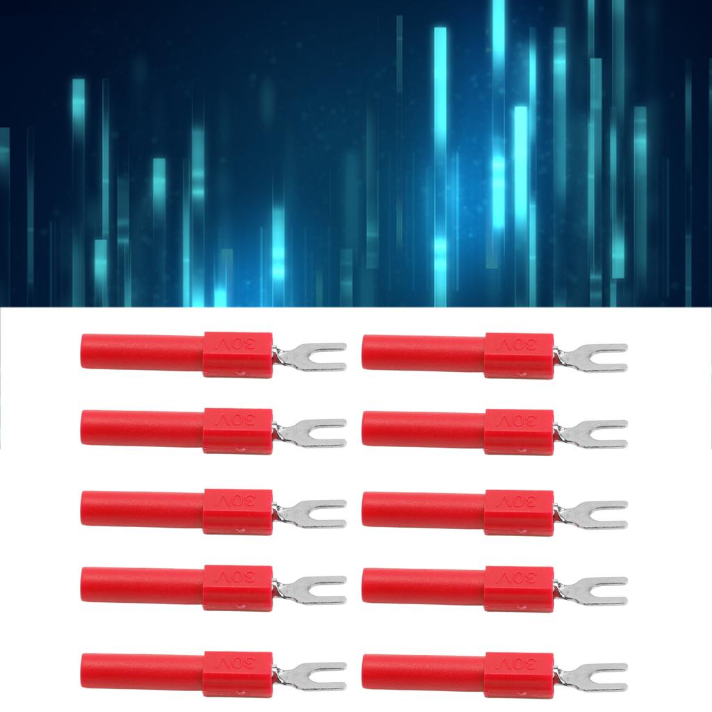 10pcs 4mm Fork Spade Wire Connectors U Type Electrical Crimp Terminal for Testing Multimeter