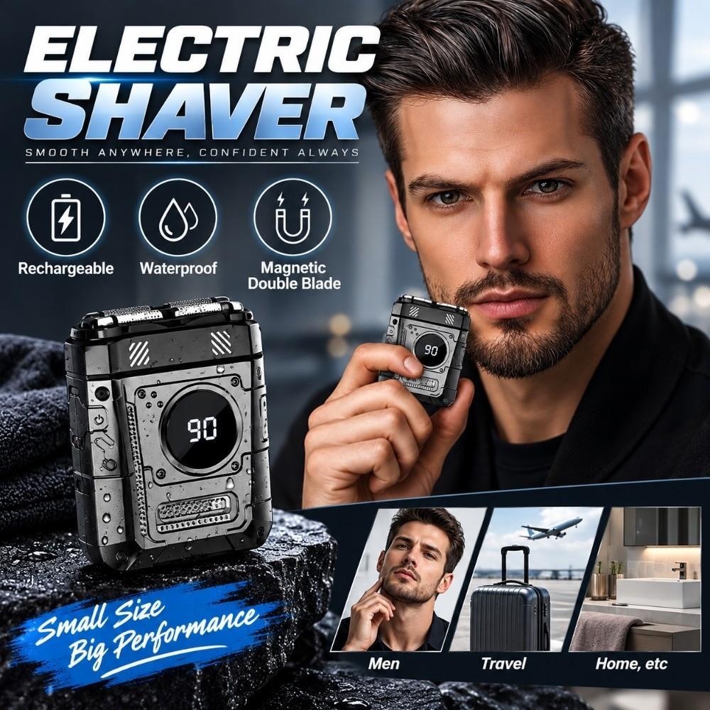 Portable Electric Shaver Waterproof Mini Shaver Mecha Punk Style Beard Razor Men