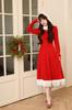 Shangki Santa Dress, Santa Claus Long Sleeve Dress with Hood, Red, Christmas Costume for Women, Party Wear, Cute Long Skirt (Size L, Red)