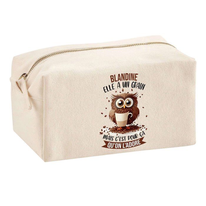 Trousse multifonction Blandine Chouette Grain Cadeau Anniversaire Noël Collègue Idée Original | Trousse Scolaire Fournitures Bureau