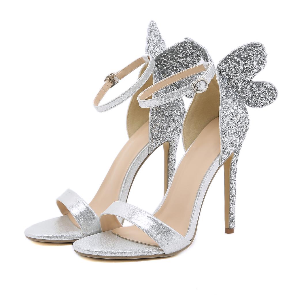 Летние женские босоножки, сексуальные, роскошные, с круглым носком, с бабочкой, из лакированной кожи, с пряжкой, на высоком каблуке-шпильке, туфли для вечеринки