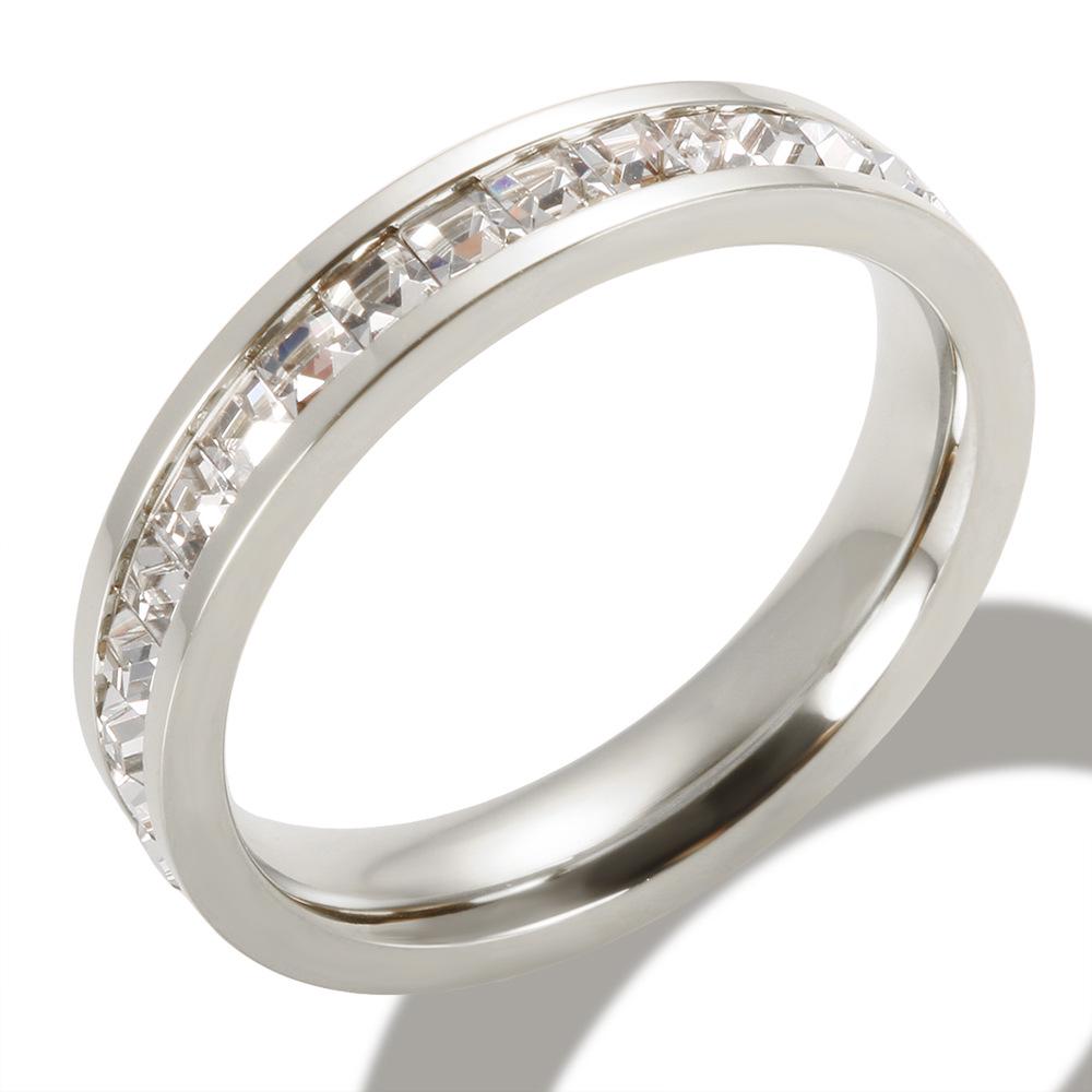 18K Gold-Plated Diamond Women's Stainless Steel Ring In Luxury European and American Style