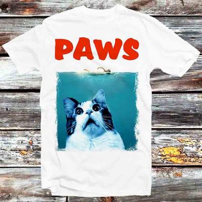 Пародийная футболка Paws Jaws с котенком, кошкой, для любителей домашних животных B996