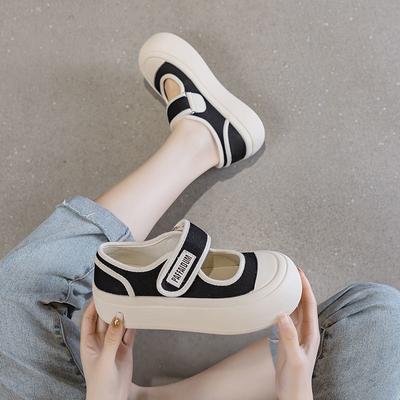 2024 Новые взрывные туфли Мэри Джейн женские на платформе с липучками и мелким горлом с одной педалью уродливые милые большие головы студенческие туфли