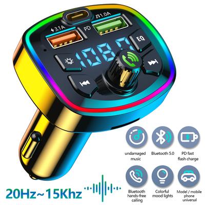 Q7 Bluetooth Автомобильное Зарядное Устройство Автомобильный Bluetooth 5.0 FM-Передатчик Громкая Связь Mp3 2 USB Зарядное Устройство и PD QC Интерфейс Беспроводной FM-Модулятор