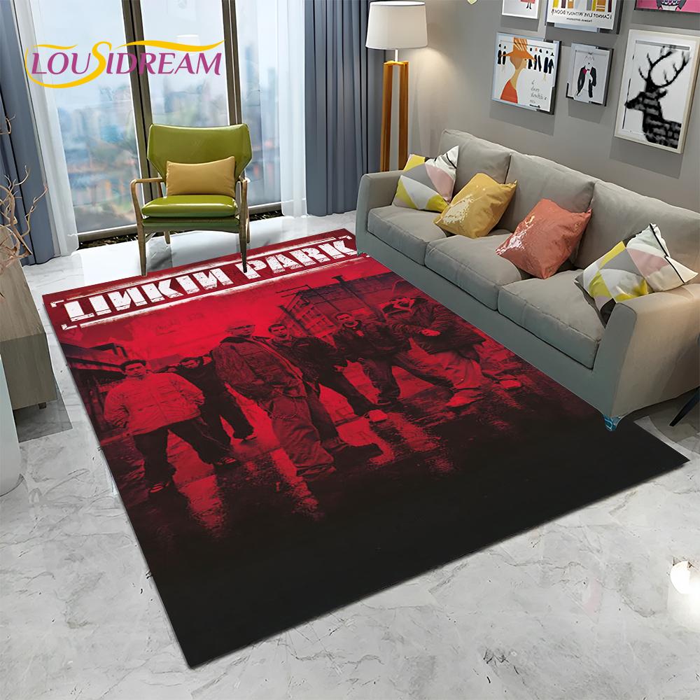3D Ковер с Логотипом Ретро Рок-группы L-Linkin Park для Дома Гостиной Спальни Дивана Коврик для Прихожей Декор, Ковер для Детской Зоны Нескользящий Напольный Коврик