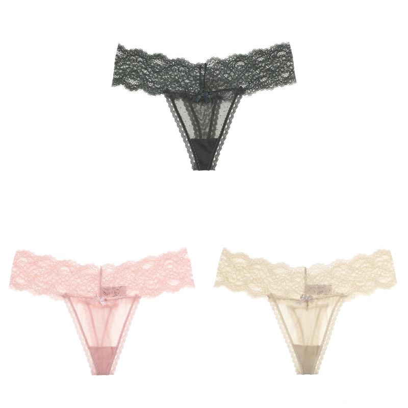 TERMEZY 3Pcs/Lot Women Sexy Panties Lace Low-waist G String Hollow Thong Pants Soft Thin Briefs Comfort Breathable Underpants