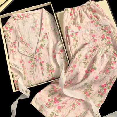 Милая и симпатичная пижама из трех предметов для весны и лета, домашняя одежда, повседневная пижама из хлопка Cloud, домашняя одежда, домашняя одежда для девочек