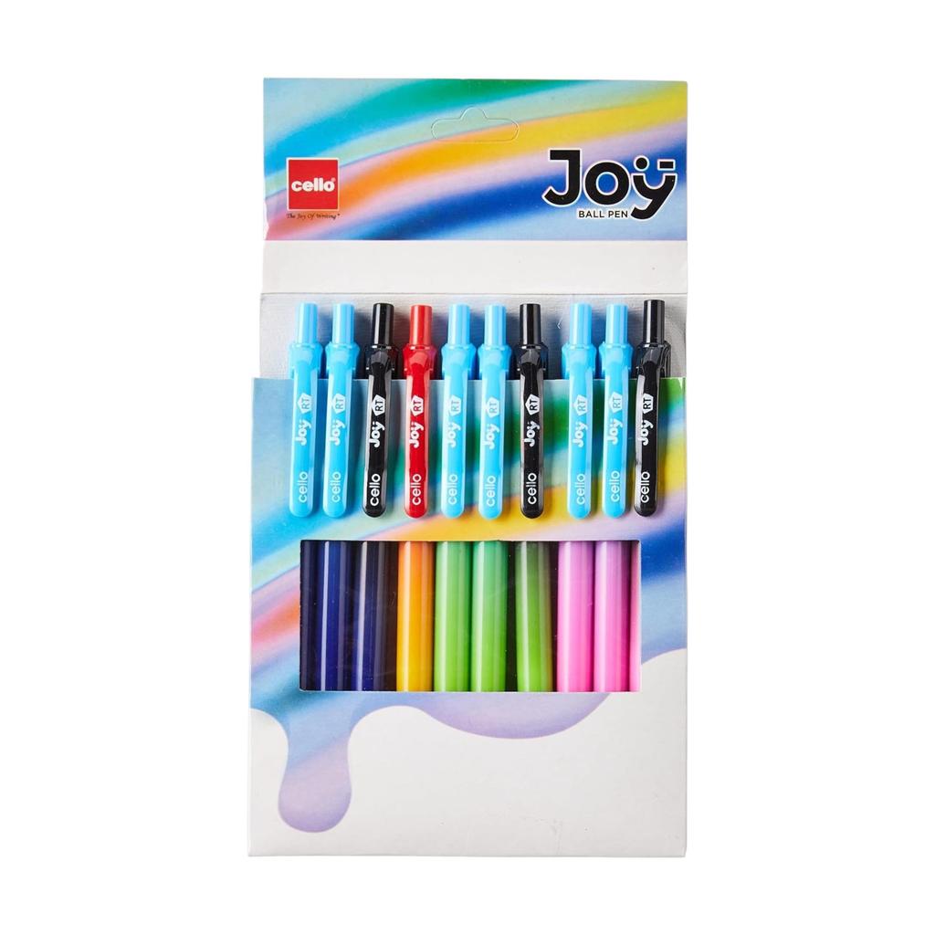 Набор шариковых ручек Joy RT Blue, 10 шт. Для гладкого повседневного письма, в офис, школу, для дома. Выдвижной корпус, легкий дизайн.