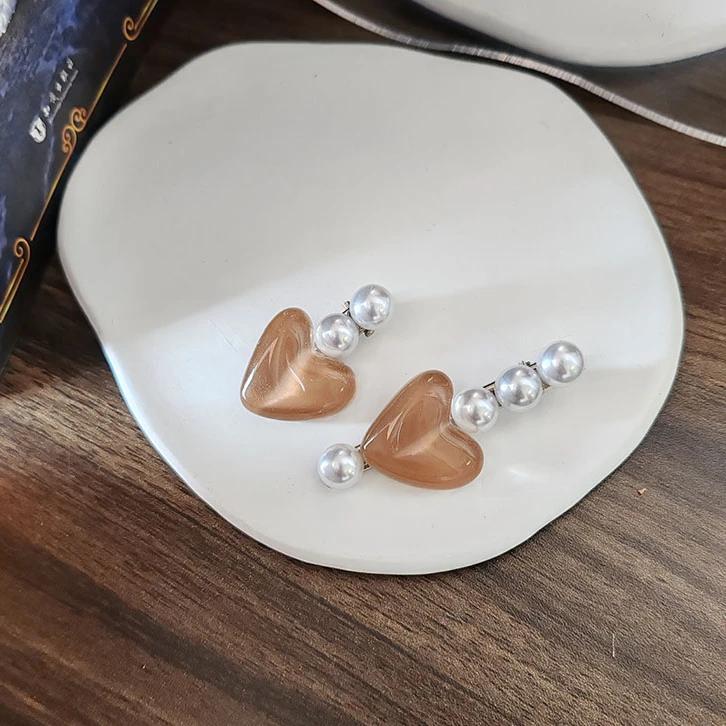 2pc Cute Pink Pearl Heart Hair Claw Side Clips for Women Girls Kids Child Hairpin Gift Hair Accessories Headwear Ornament