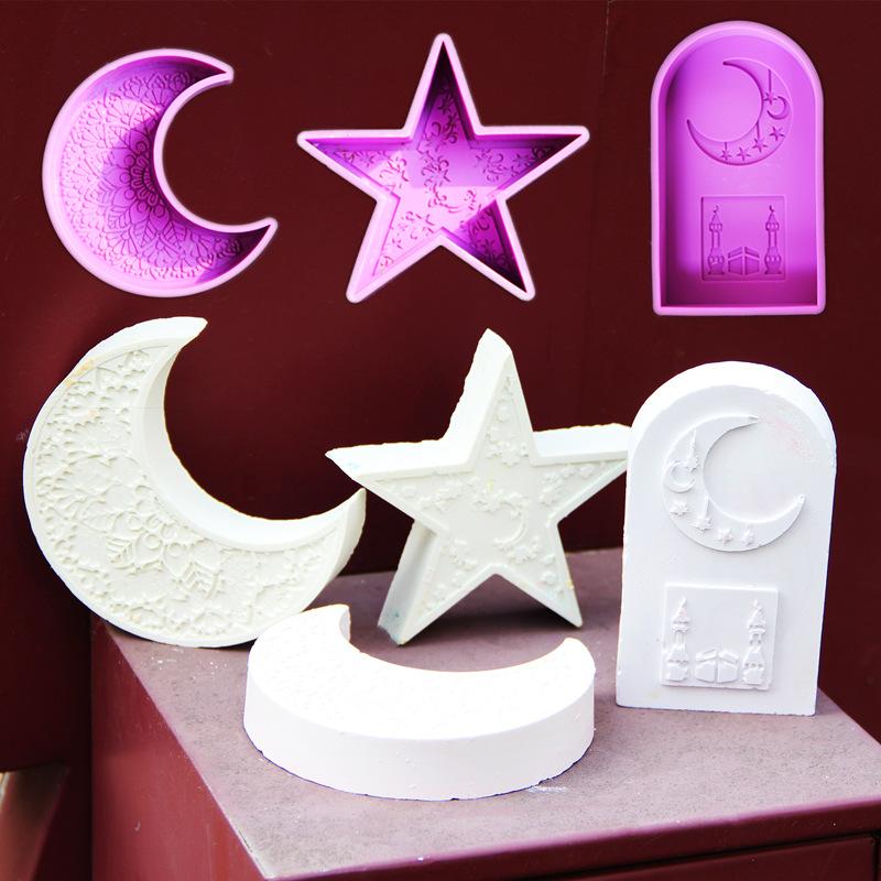Силиконовая форма для свечей со звездным ароматом, 3D-мандала, полумесяц, арочная гипсовая форма, Ид Мубарак, Рамадан, декор, инструменты для изготовления украшений