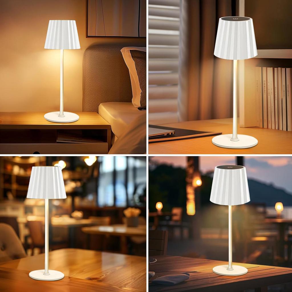 Cordless Table Lamps Rechargeable 2 Adjustable Height Battery Operated 3 Color Dimming Portable LED Table Lamp for Bedroom Decor