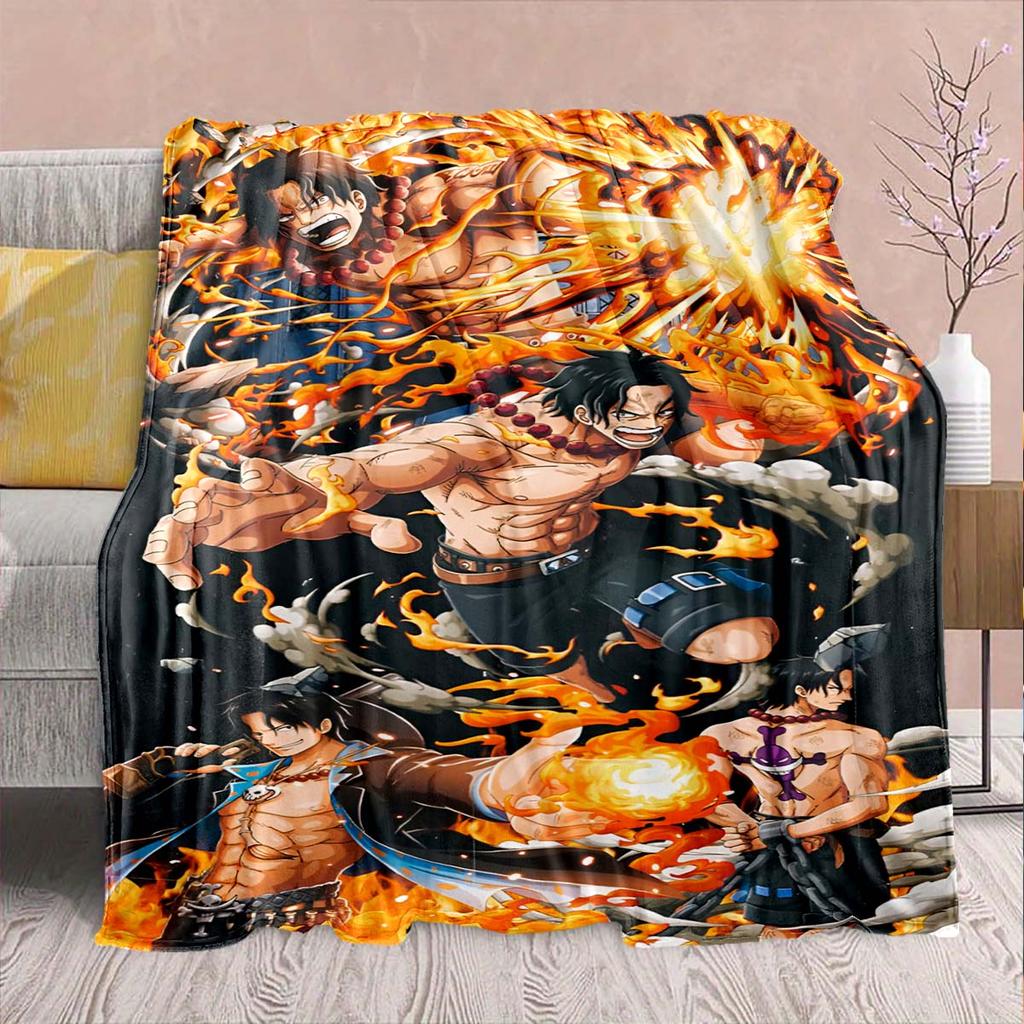 One Piece Anime Flannel Blanket - Soft Warm Perfect for Sofa, Bedding Camping Travel Office Home Decor -QJY