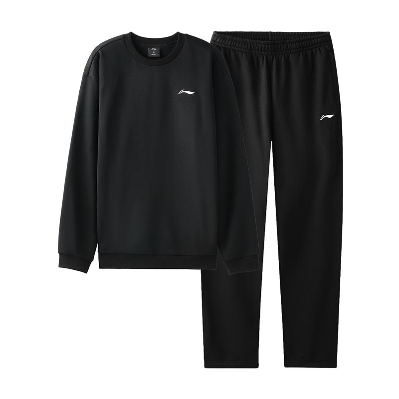 Li Ning Breathable Simple Versatile Round Neck Comfortable Sweatshirt Set Men Sweatshirt Set AWEV055-1
