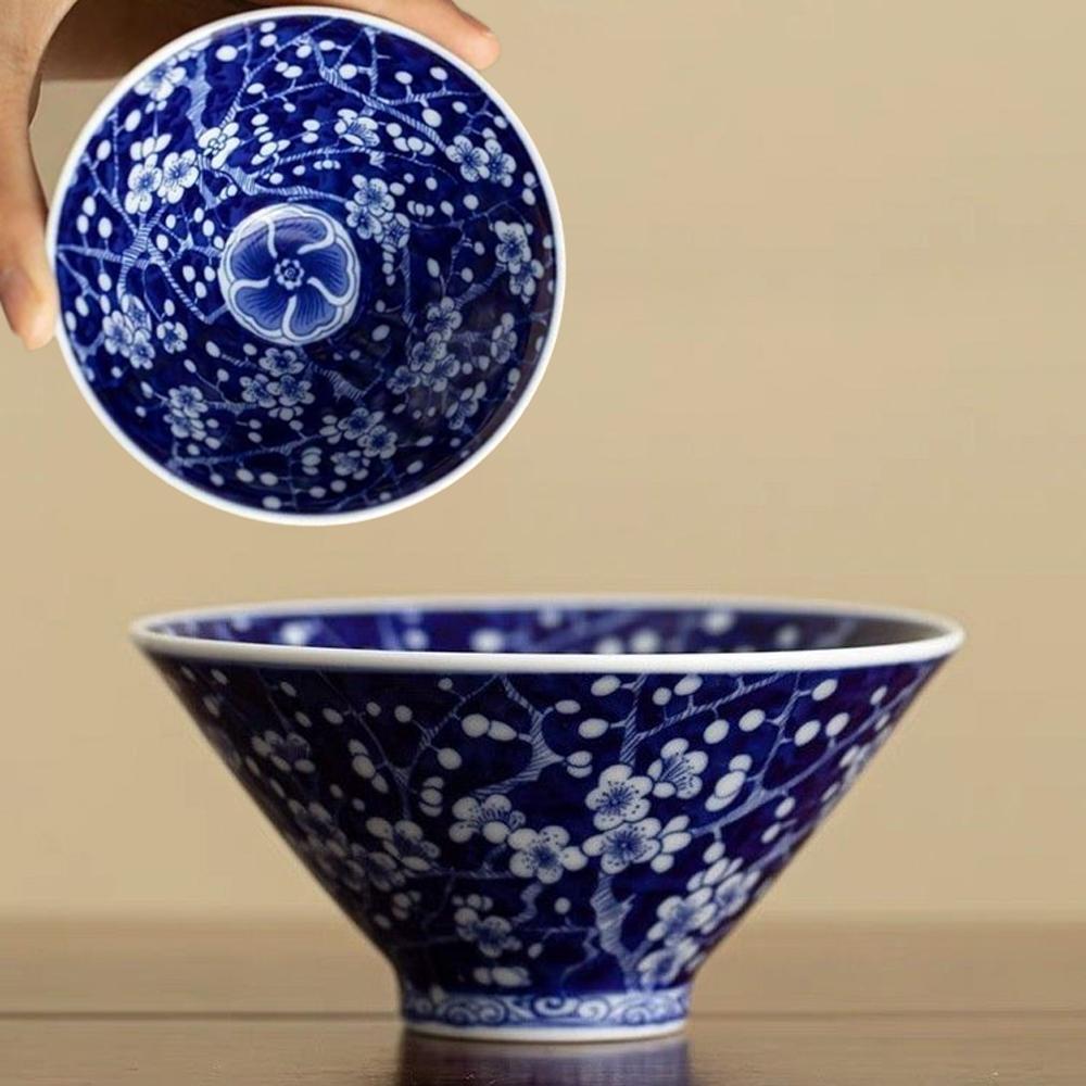 Антикварная сине-белая коническая чайная чашка - фарфоровая чашка Jingdezhen Master Cup, китайская ручная работа, чайная чаша, керамический чайный сервиз Gongfu