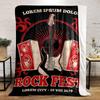 A central guitar with speakers, flame motifs, and bold red-black tones. for all seasons blanket lunch break throw gift